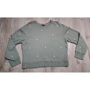 Rails Ramona Sweatshirt Olive Embroidered Ivory Stars pullover size Large